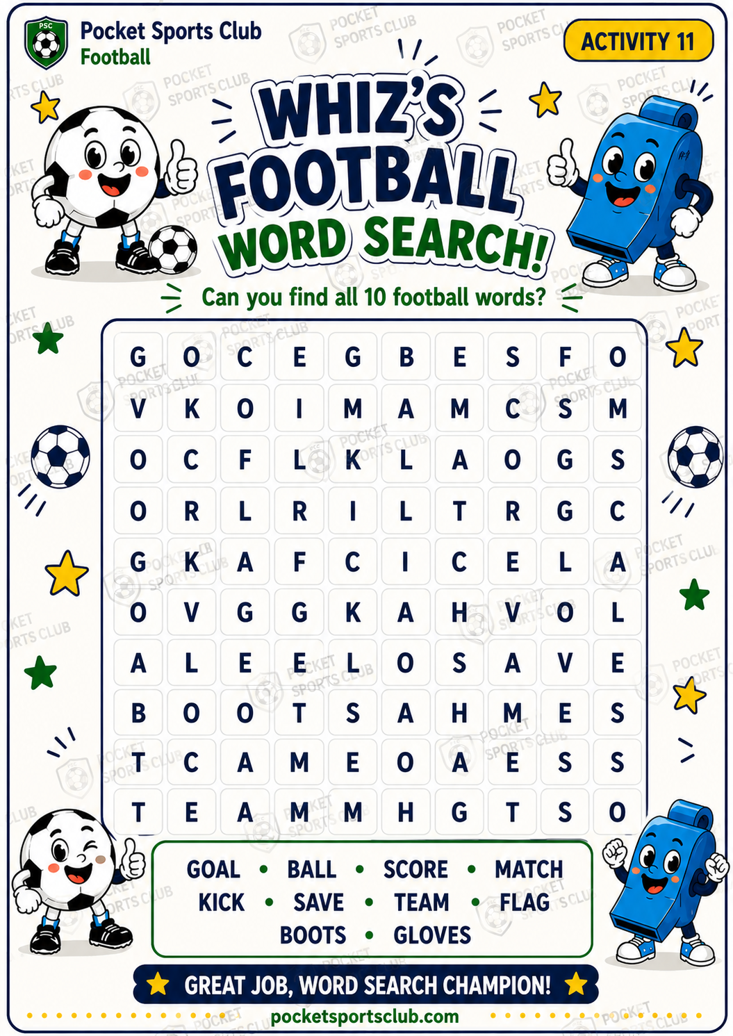 Football word search workbook activity
